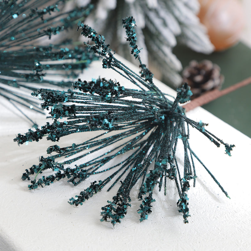 Set of 5 Real-Touch Christmas Glitter Stems, 14” Long, Gold Champagne Red Green Silver, Holiday Decor, Tree Ornaments, Home Decor, Wedding Arrangements