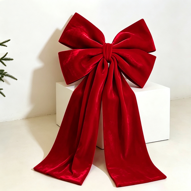 Extra Large Velvet Christmas Bow Decoration, 44" Wide, Rich Red Velvet, Perfect for Weddings, Events, Holiday Decor & Home Styling