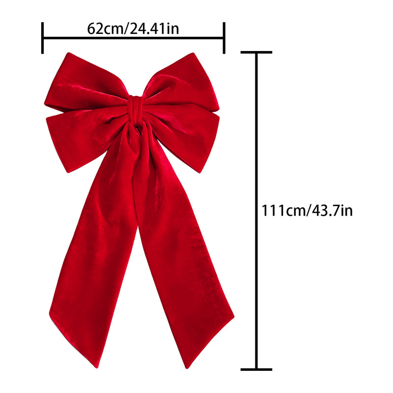 Extra Large Velvet Christmas Bow Decoration, 44" Wide, Rich Red Velvet, Perfect for Weddings, Events, Holiday Decor & Home Styling