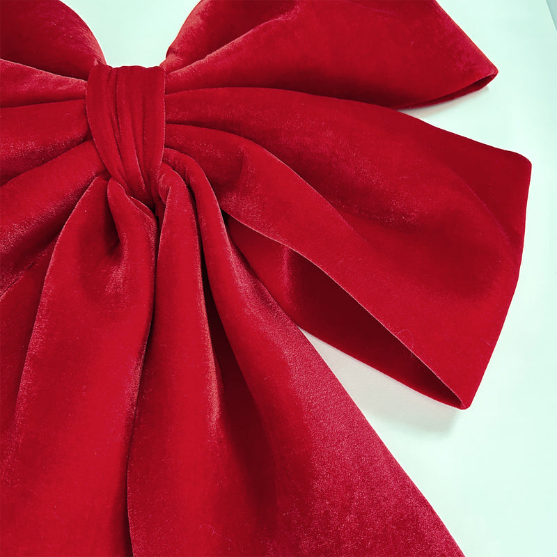 Extra Large Velvet Christmas Bow Decoration, 44" Wide, Rich Red Velvet, Perfect for Weddings, Events, Holiday Decor & Home Styling