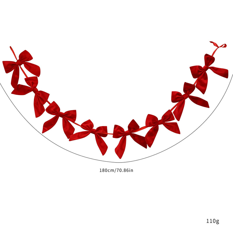 Bow Garland Christmas Tree Decor, 71" Festive Holiday Decoration for Home, Events, and Commercial Spaces