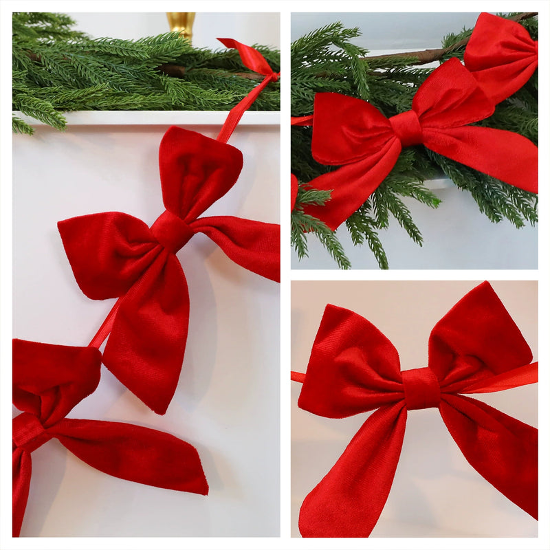 Bow Garland Christmas Tree Decor, 71" Festive Holiday Decoration for Home, Events, and Commercial Spaces