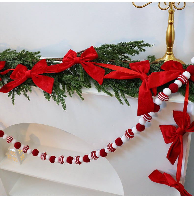 Bow Garland Christmas Tree Decor, 71" Festive Holiday Decoration for Home, Events, and Commercial Spaces