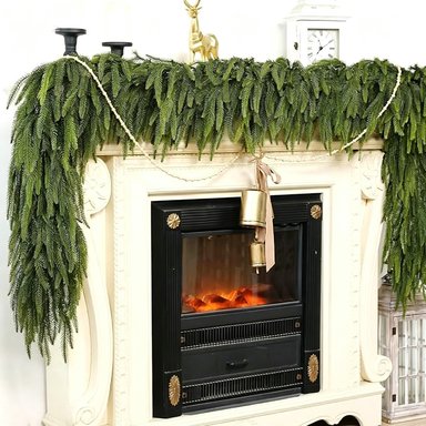 2.7m (9ft) Real-Touch Plastic Norfolk Pine Garland, Christmas Holiday Decor, Indoor Festive Arrangements, Wedding & Event Decor