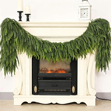 2.7m (9ft) Real-Touch Plastic Norfolk Pine Garland, Christmas Holiday Decor, Indoor Festive Arrangements, Wedding & Event Decor