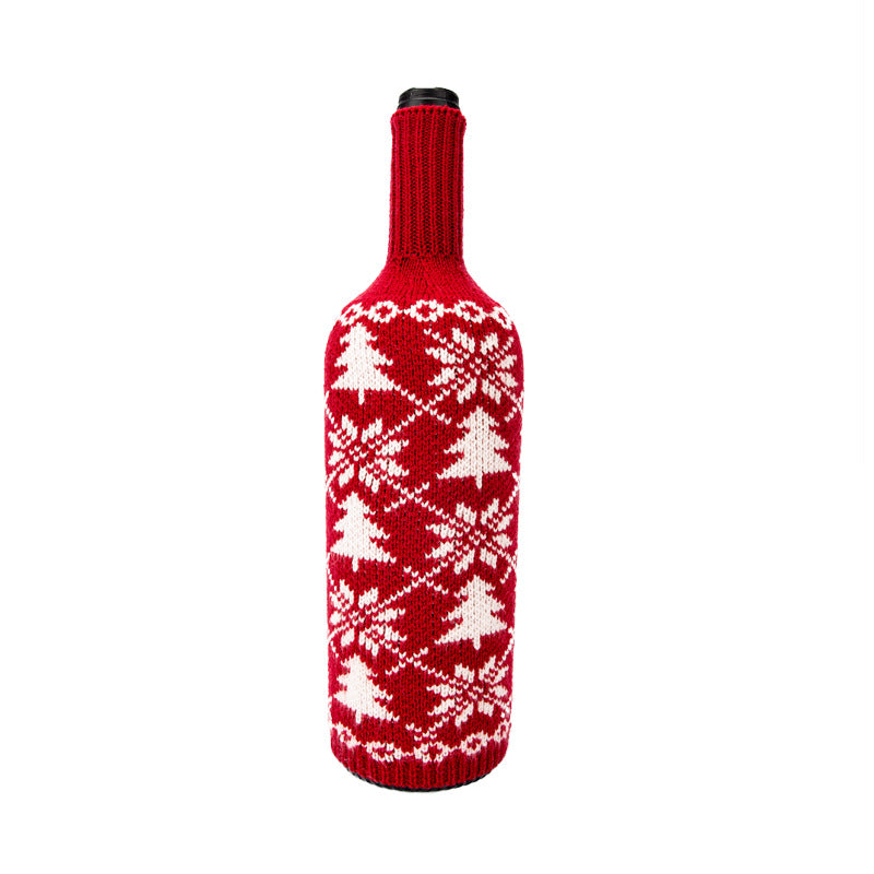 Wool Knit Wine Bottle Sleeve, 11" Tall, 4.5" Wide, 1.5" Neck, Christmas Decor, Holiday Gift Wrap, Cozy Table Decor