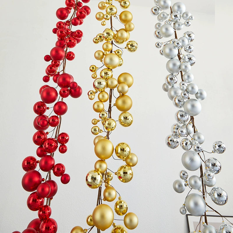 Christmas Glitter Ball Garland, 71" Long, 8 Styles, Festive Holiday Decor for Home, Weddings, Events, and Retail Displays