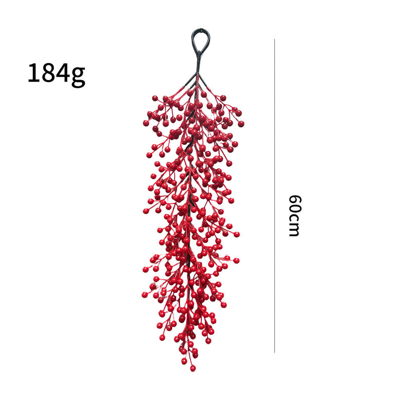 Red Berry Wall Hanging, 24" Long, Real-Touch Faux Holly, Christmas Decor, Festive Home Decor, Wedding & Event Styling