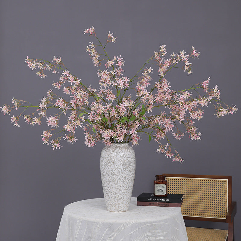 Snow Willow Dancing Orchid Faux Floral Stem, 47", Silk-Like Texture, Perfect for Weddings, Home Decor, and Commercial Spaces