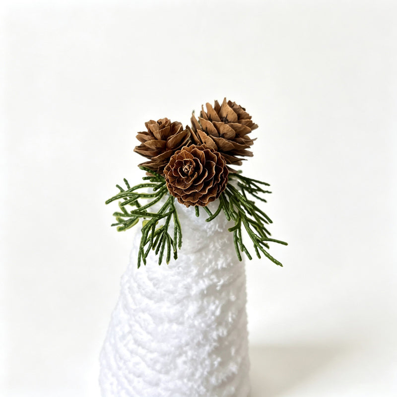 Realistic Pinecone & Mini Christmas Tree Set, 8" & 7", Flocked Faux Greenery, Holiday Home Decor, Wedding & Event Table Settings