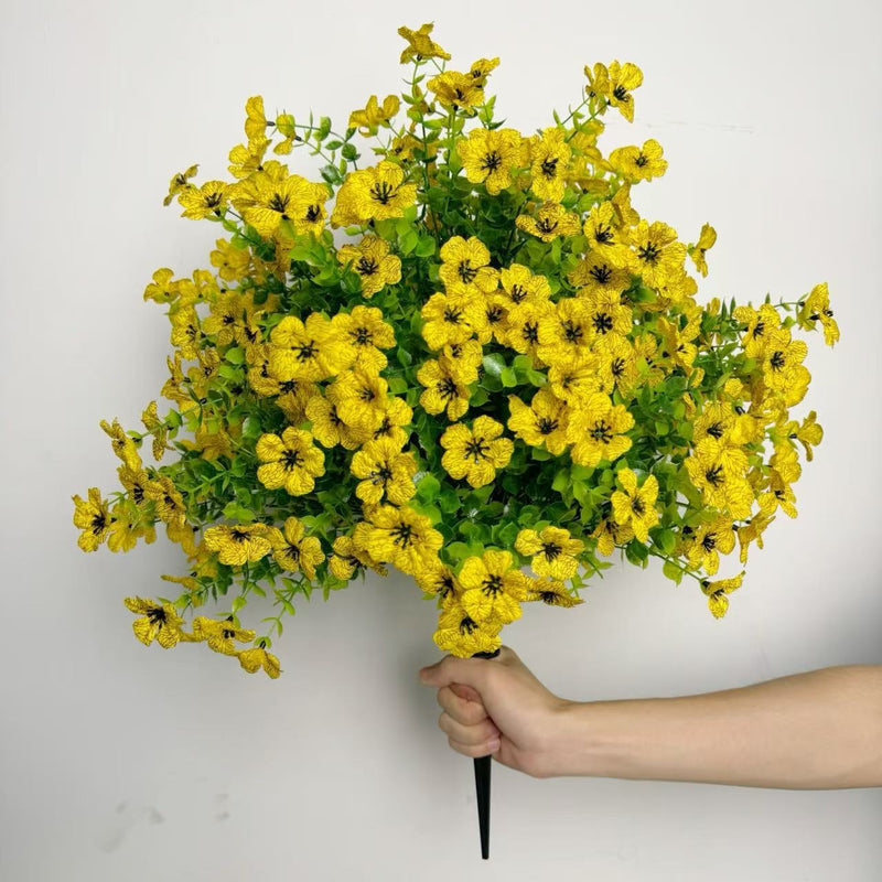 Artificial Violet Stems, 14" Plastic Faux Flowers for Outdoor & Wedding Decor, Home Arrangements, DIY Bouquets (No Vase)