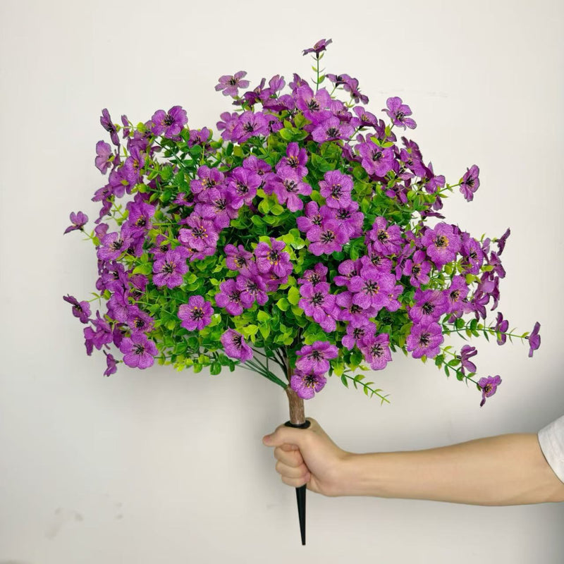 Artificial Violet Stems, 14" Plastic Faux Flowers for Outdoor & Wedding Decor, Home Arrangements, DIY Bouquets (No Vase)