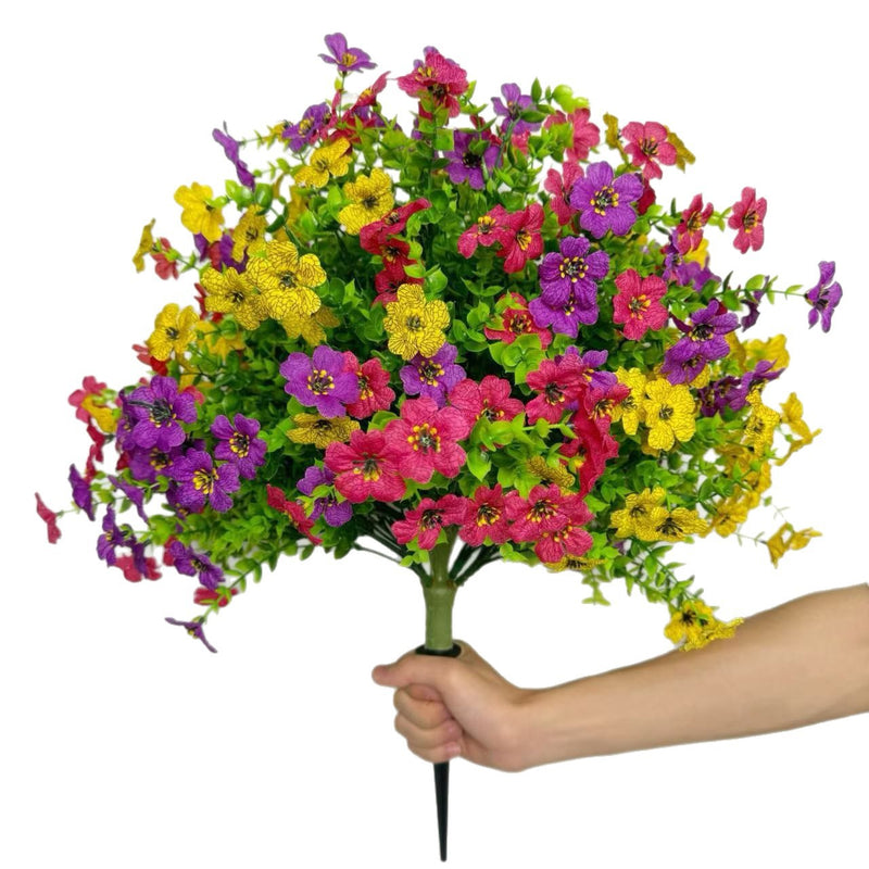 Artificial Violet Stems, 14" Plastic Faux Flowers for Outdoor & Wedding Decor, Home Arrangements, DIY Bouquets (No Vase)