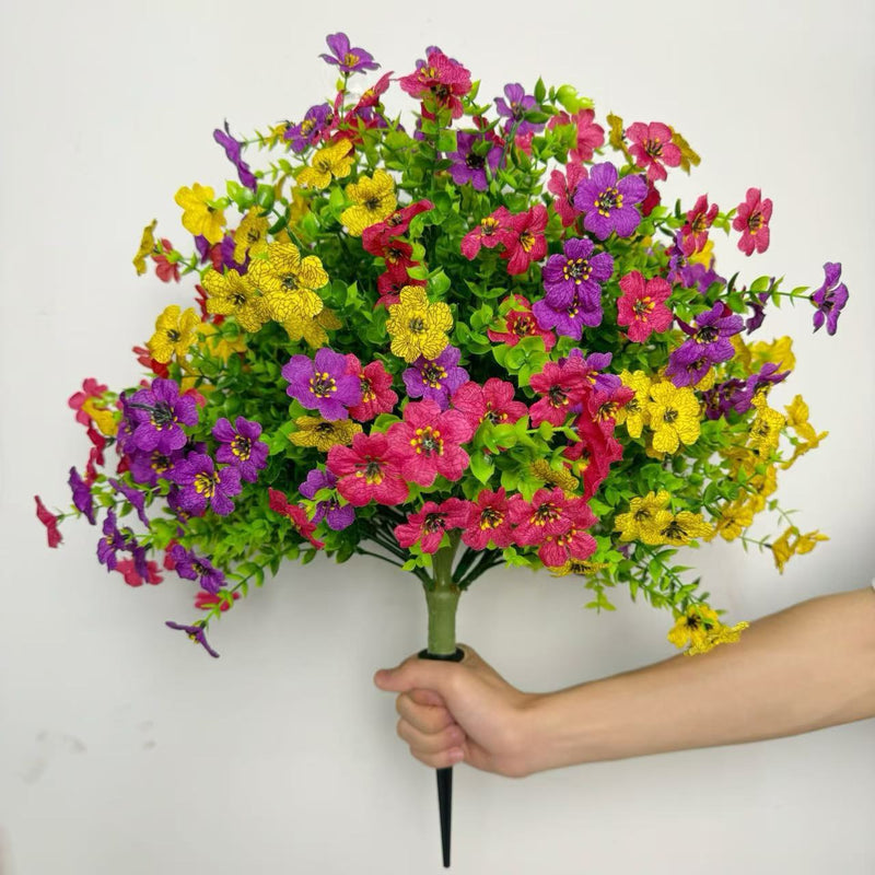 Artificial Violet Stems, 14" Plastic Faux Flowers for Outdoor & Wedding Decor, Home Arrangements, DIY Bouquets (No Vase)