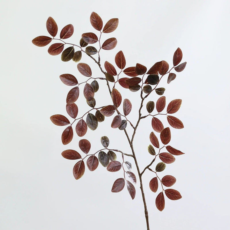 32" Realistic Artificial Podocarpus Leaves, Green/Burgundy/Orange-Red, Floral Stems for Home Decor, Weddings, Commercial Displays