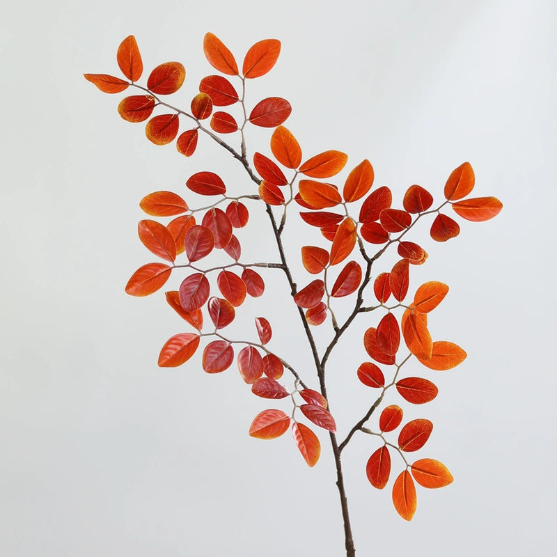 32" Realistic Artificial Podocarpus Leaves, Green/Burgundy/Orange-Red, Floral Stems for Home Decor, Weddings, Commercial Displays
