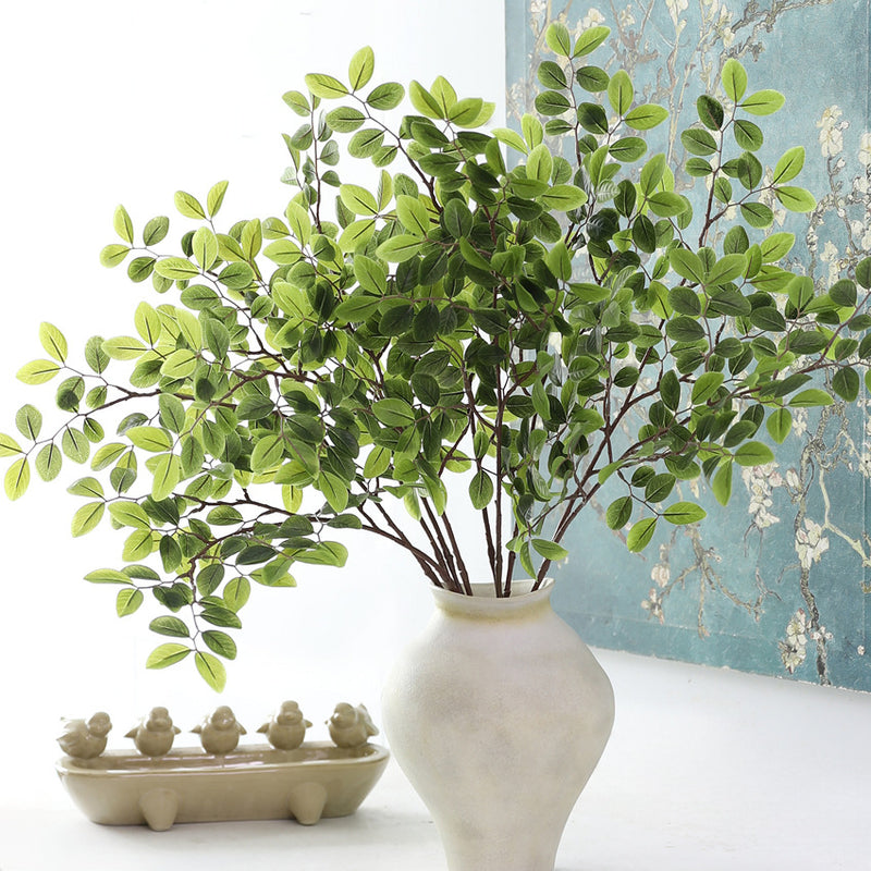 32" Realistic Artificial Podocarpus Leaves, Green/Burgundy/Orange-Red, Floral Stems for Home Decor, Weddings, Commercial Displays