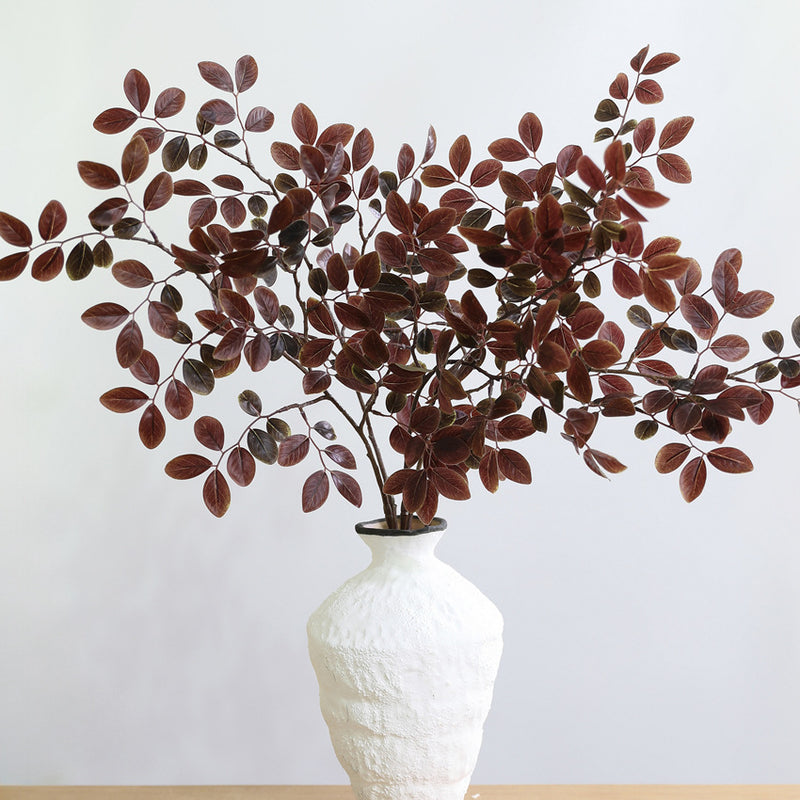 32" Realistic Artificial Podocarpus Leaves, Green/Burgundy/Orange-Red, Floral Stems for Home Decor, Weddings, Commercial Displays