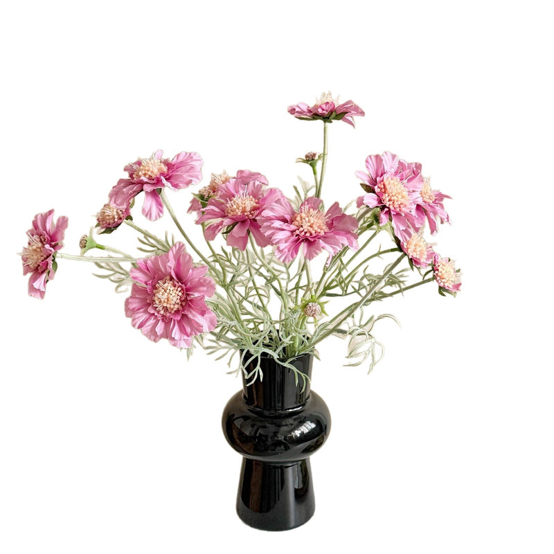 Scabiosa Artificial Flowers 24" Realistic Faux Floral Stems, Set of 4 Bloom Heads, Bendable Stems for Home Decor, Weddings, Events & DIY Arrangements