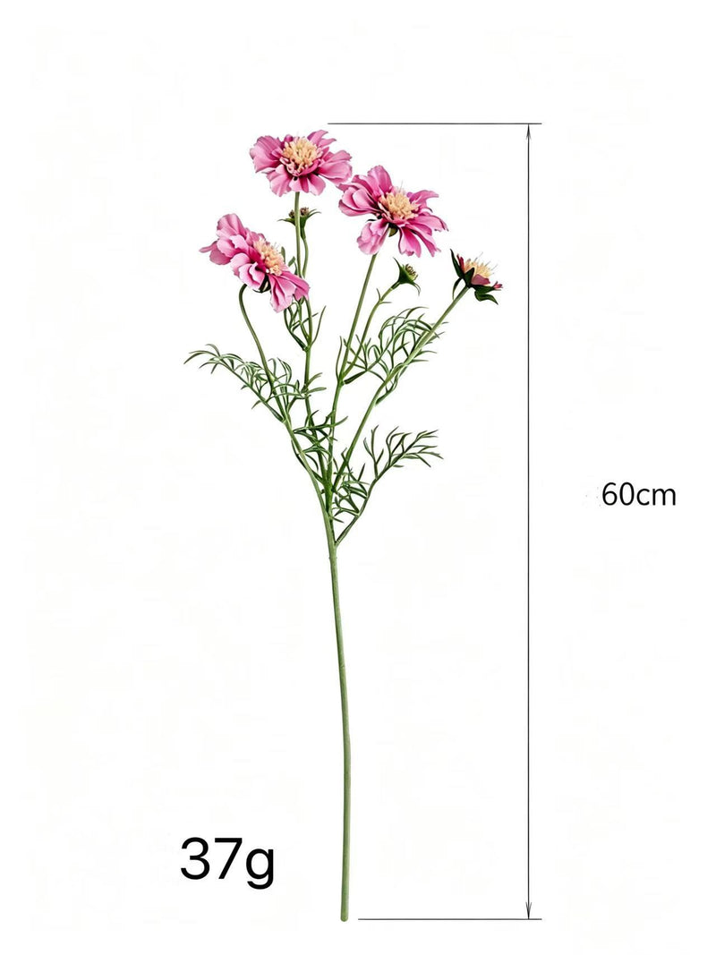 Scabiosa Artificial Flowers 24" Realistic Faux Floral Stems, Set of 4 Bloom Heads, Bendable Stems for Home Decor, Weddings, Events & DIY Arrangements