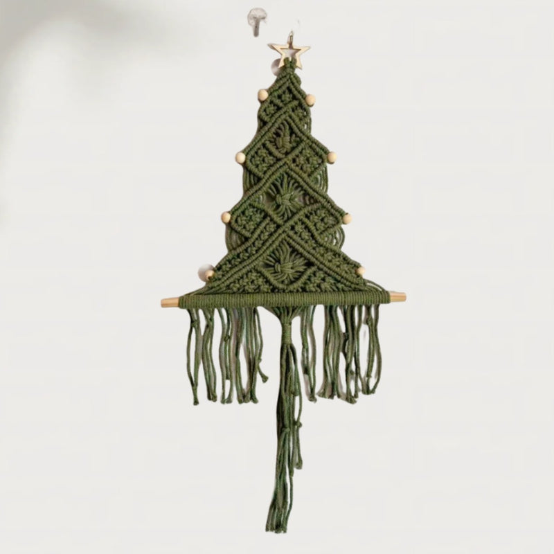 Handcrafted Cotton Rope Christmas Tassel Tree Ornament, 24" Wall Decor, Holiday Gift, Home & Event Styling