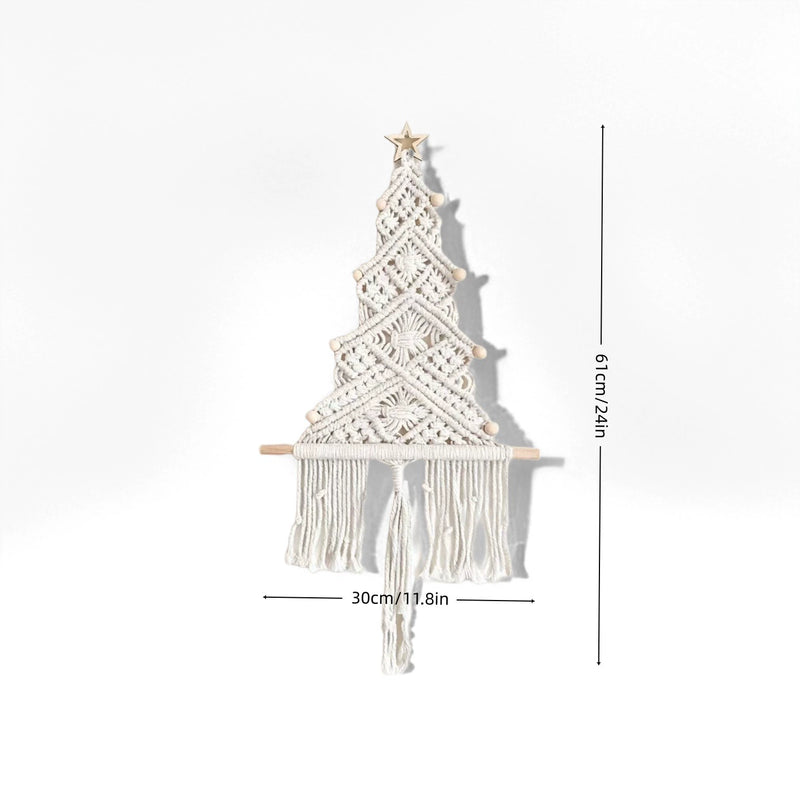 Handcrafted Cotton Rope Christmas Tassel Tree Ornament, 24" Wall Decor, Holiday Gift, Home & Event Styling
