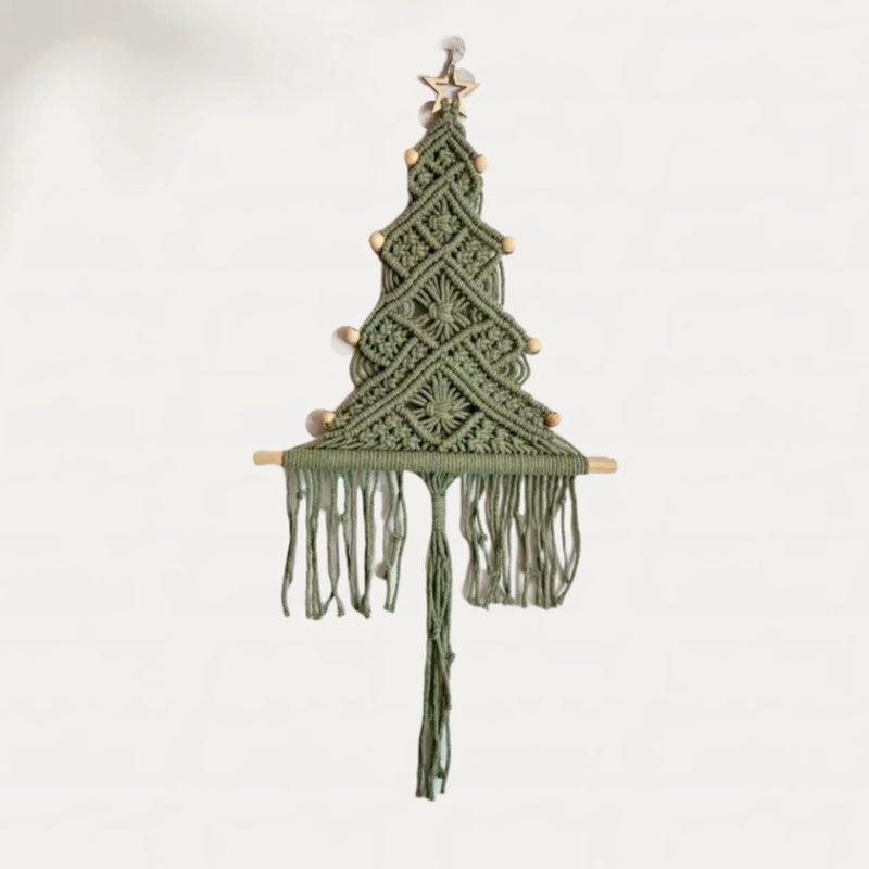 Handcrafted Cotton Rope Christmas Tassel Tree Ornament, 24" Wall Decor, Holiday Gift, Home & Event Styling