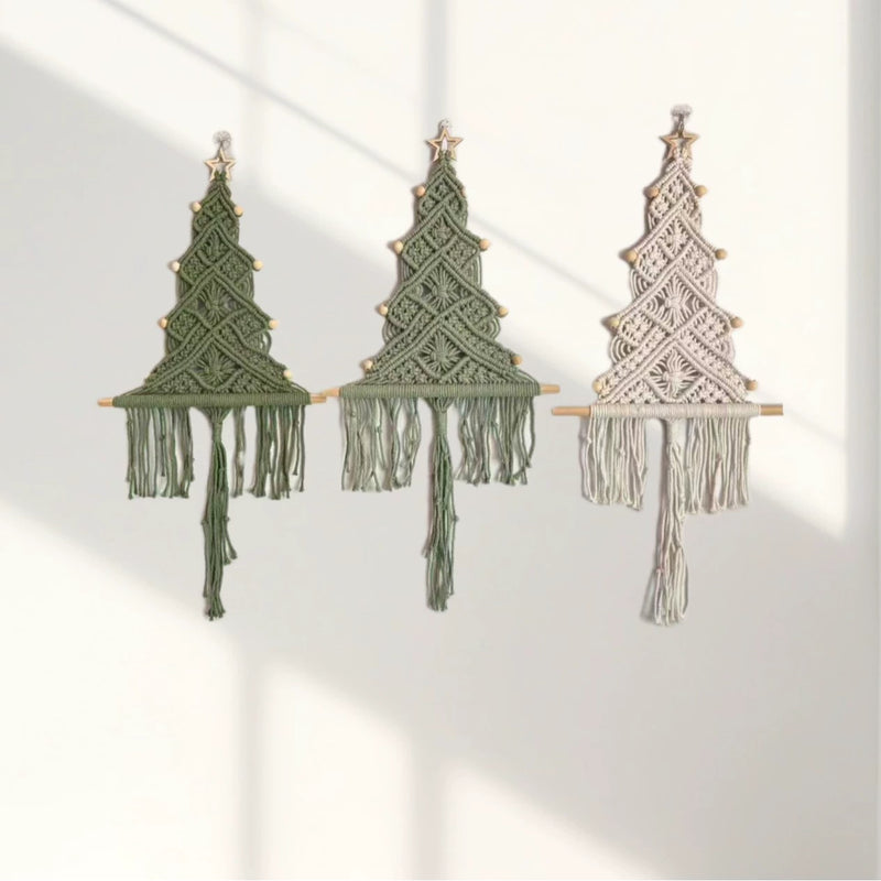 Handcrafted Cotton Rope Christmas Tassel Tree Ornament, 24" Wall Decor, Holiday Gift, Home & Event Styling