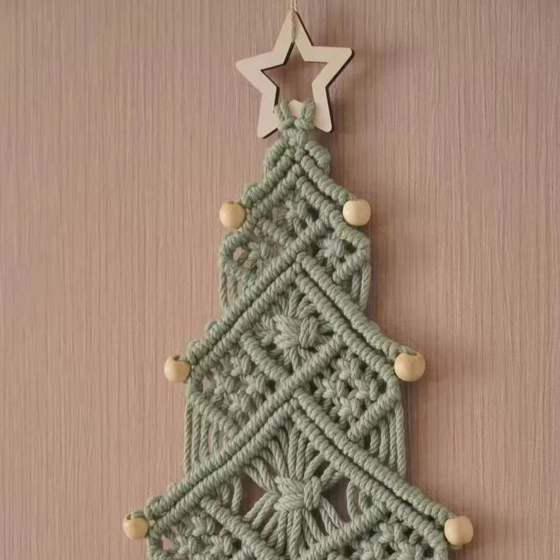 Handcrafted Cotton Rope Christmas Tassel Tree Ornament, 24" Wall Decor, Holiday Gift, Home & Event Styling