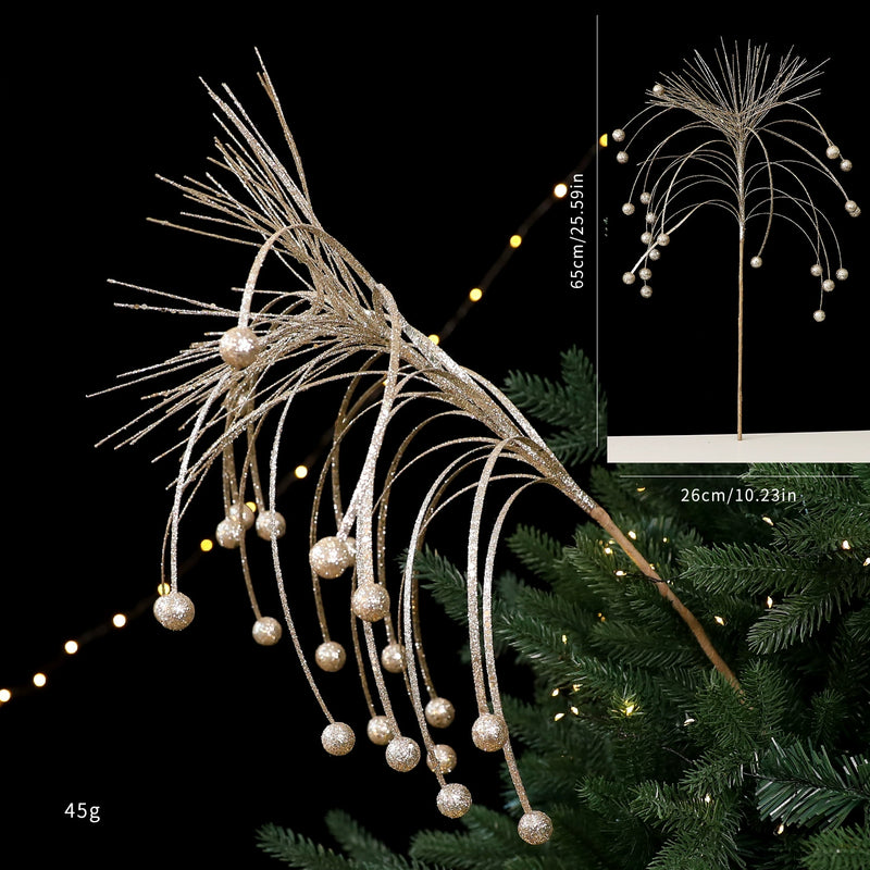 Festive Gold Line Christmas Tree Decorations, Set of 5 Stems in Red & Champagne, Premium Holiday Decor for Home, Events, and Retail Displays