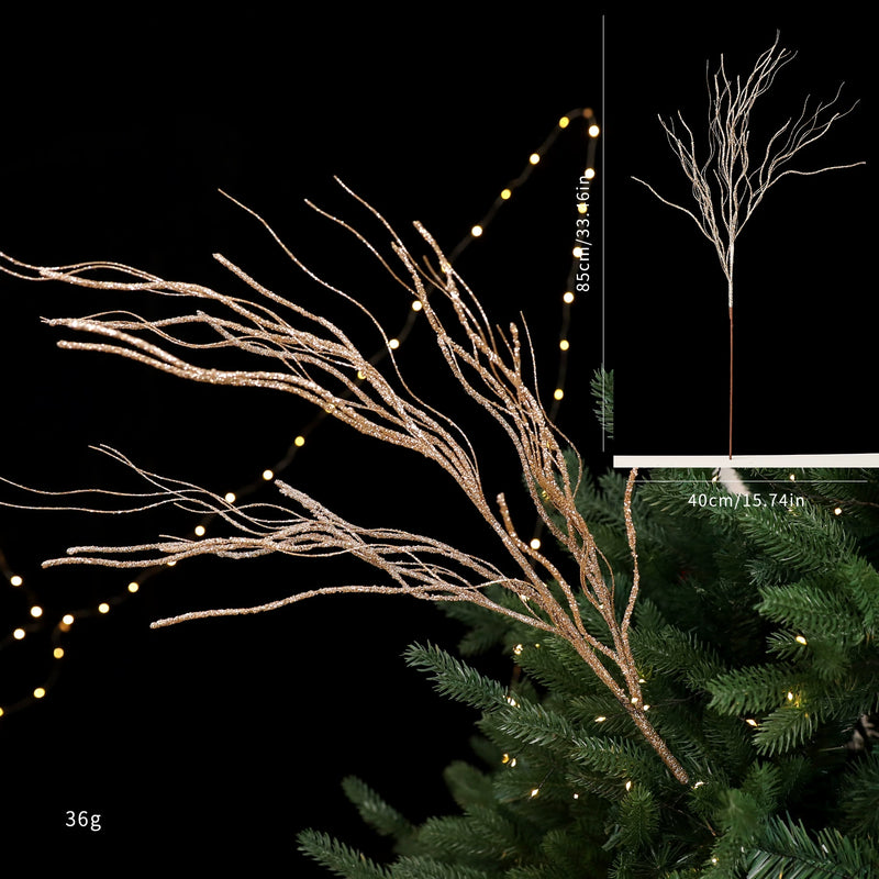 Festive Gold Line Christmas Tree Decorations, Set of 5 Stems in Red & Champagne, Premium Holiday Decor for Home, Events, and Retail Displays