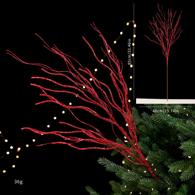 Festive Gold Line Christmas Tree Decorations, Set of 5 Stems in Red & Champagne, Premium Holiday Decor for Home, Events, and Retail Displays