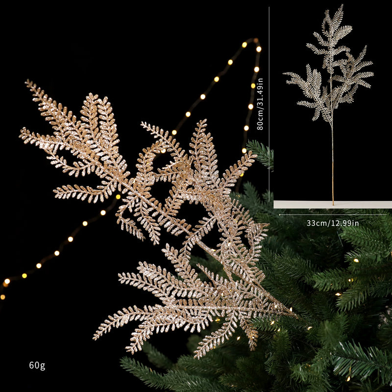 Festive Gold Line Christmas Tree Decorations, Set of 5 Stems in Red & Champagne, Premium Holiday Decor for Home, Events, and Retail Displays