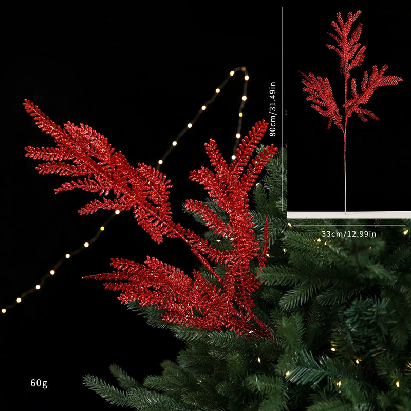 Festive Gold Line Christmas Tree Decorations, Set of 5 Stems in Red & Champagne, Premium Holiday Decor for Home, Events, and Retail Displays