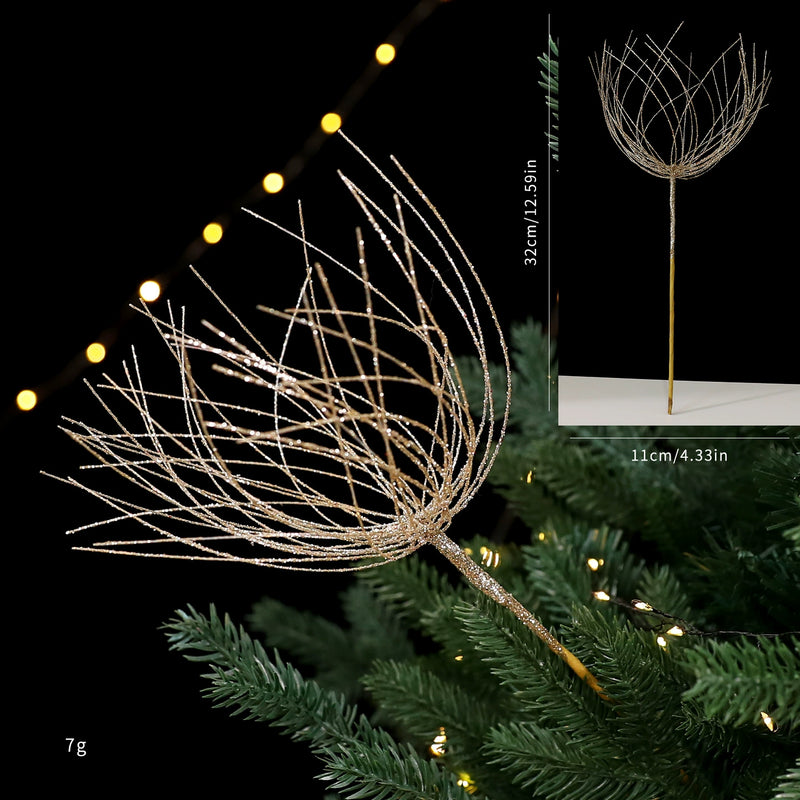 Festive Gold Line Christmas Tree Decorations, Set of 5 Stems in Red & Champagne, Premium Holiday Decor for Home, Events, and Retail Displays