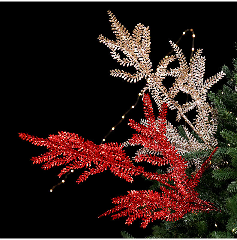 Festive Gold Line Christmas Tree Decorations, Set of 5 Stems in Red & Champagne, Premium Holiday Decor for Home, Events, and Retail Displays