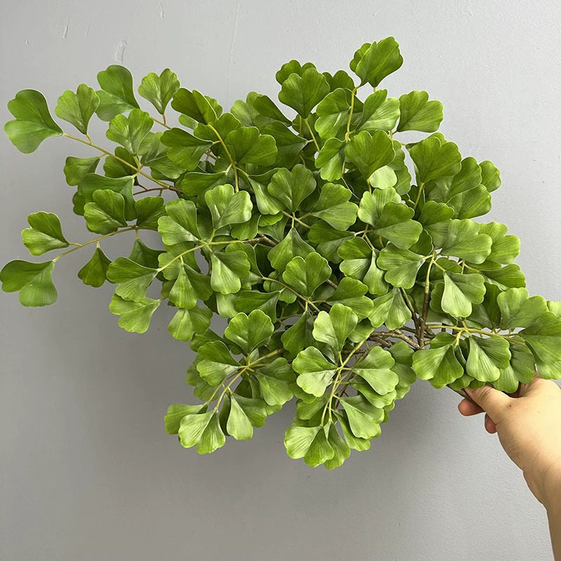 Artificial Ginkgo Leaf Branch, 18" Long, Yellow & Green, Rustic Home Decor, Wedding Arrangements, Vase Filler