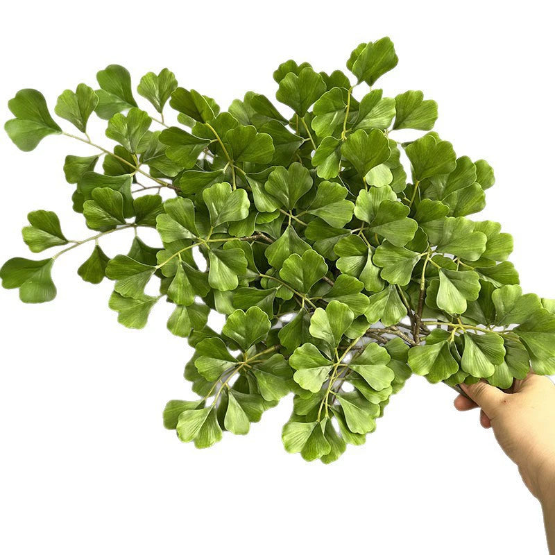 Artificial Ginkgo Leaf Branch, 18" Long, Yellow & Green, Rustic Home Decor, Wedding Arrangements, Vase Filler