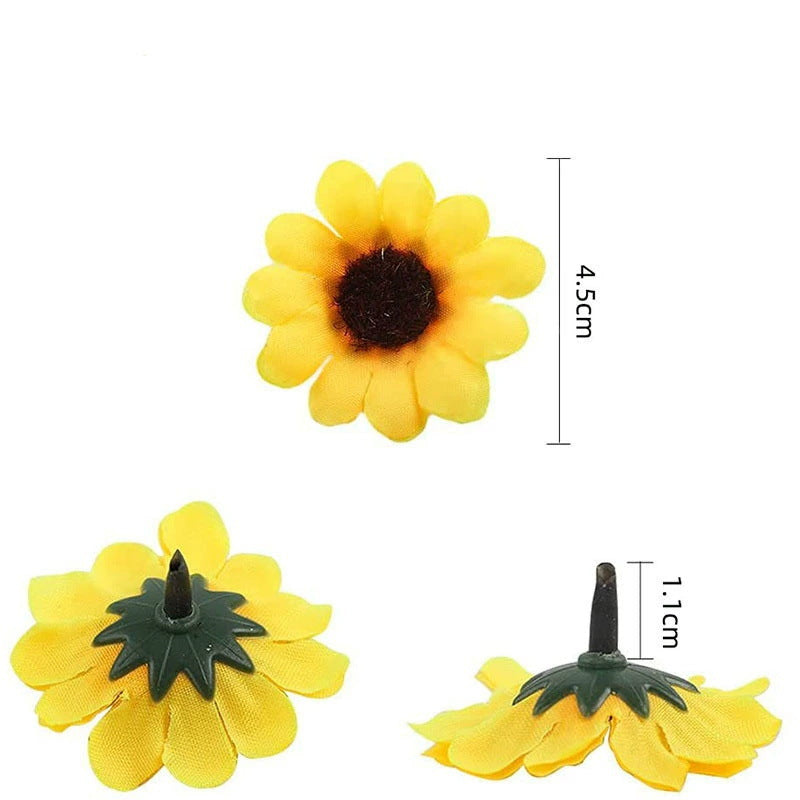 2" Silk Sunflower Heads, Pack of 50 - Realistic DIY Floral Stems for Wedding Bouquets, Home Decor, Centerpieces & Bulk Arrangements