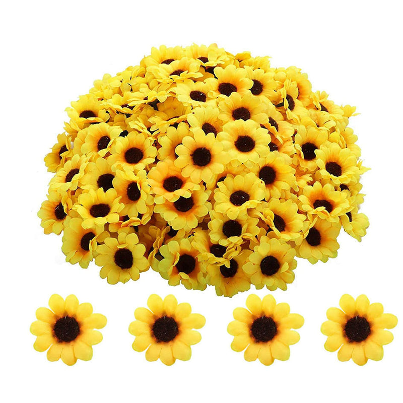 2" Silk Sunflower Heads, Pack of 50 - Realistic DIY Floral Stems for Wedding Bouquets, Home Decor, Centerpieces & Bulk Arrangements