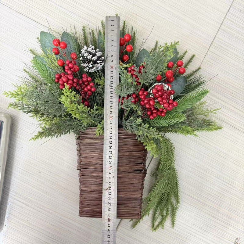 Christmas Wreath Decor with Pinecones, Red Berries, and Cedar, 15" Wide, Indoor Holiday Door or Wall Hanging, Perfect for Festive Decor, Weddings, and Events