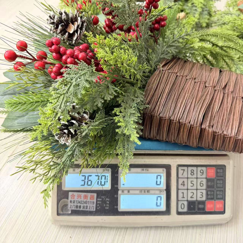 Christmas Wreath Decor with Pinecones, Red Berries, and Cedar, 15" Wide, Indoor Holiday Door or Wall Hanging, Perfect for Festive Decor, Weddings, and Events