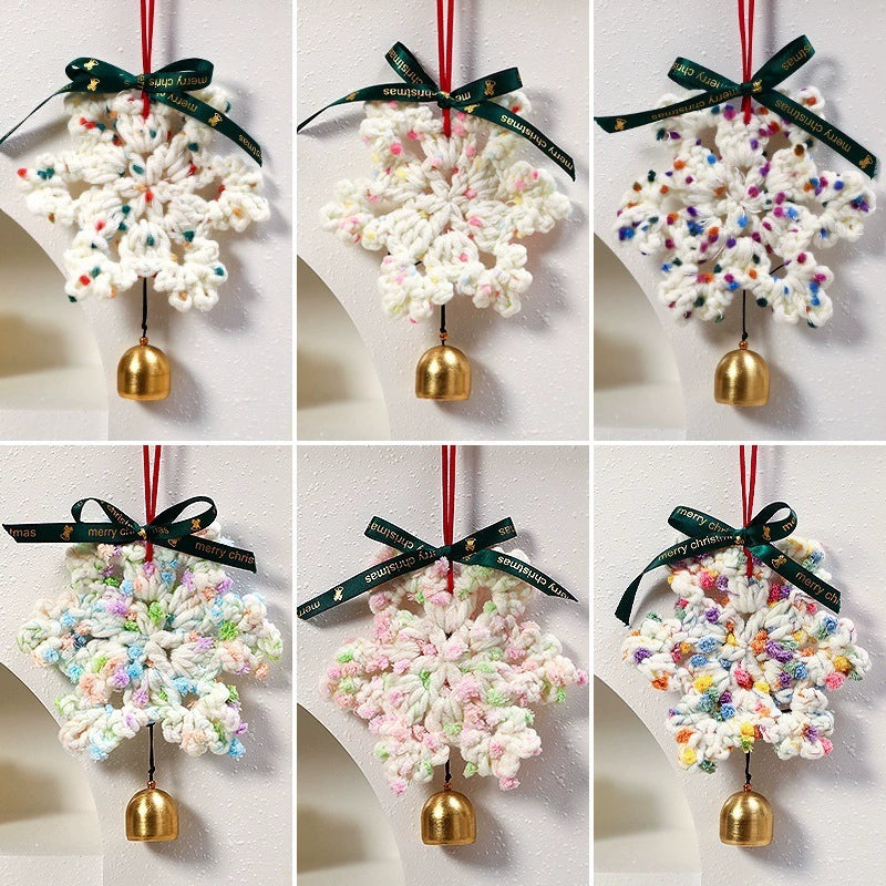 Handmade Felt Snowflake Christmas Tree Ornaments, Set of 5, 6.5" Long, Perfect for Holiday Decor, Gifts, and Festive Scenes