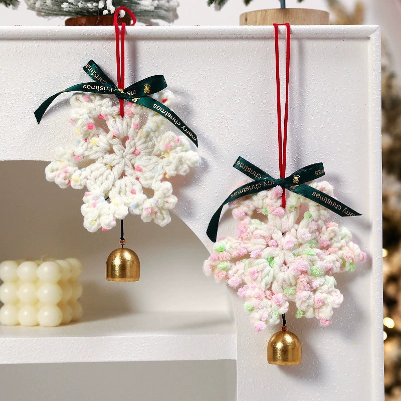 Handmade Felt Snowflake Christmas Tree Ornaments, Set of 5, 6.5" Long, Perfect for Holiday Decor, Gifts, and Festive Scenes