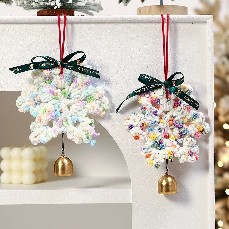 Handmade Felt Snowflake Christmas Tree Ornaments, Set of 5, 6.5" Long, Perfect for Holiday Decor, Gifts, and Festive Scenes
