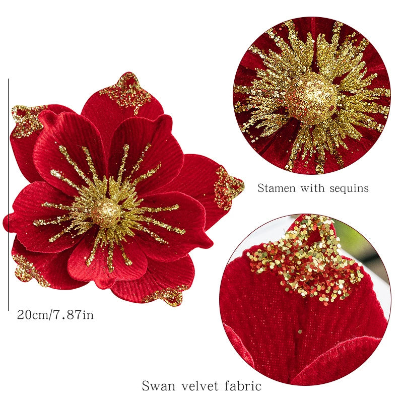 Velvet Christmas Decorations, 8" Diameter, DIY Tree Ornaments, Home & Event Decor, Bulk Available