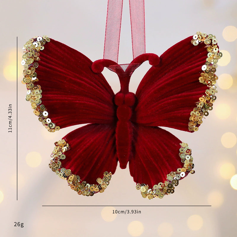 Red Velvet Snowflake Christmas Ornament, Festive Holiday Decor for Tree, Window, or Party