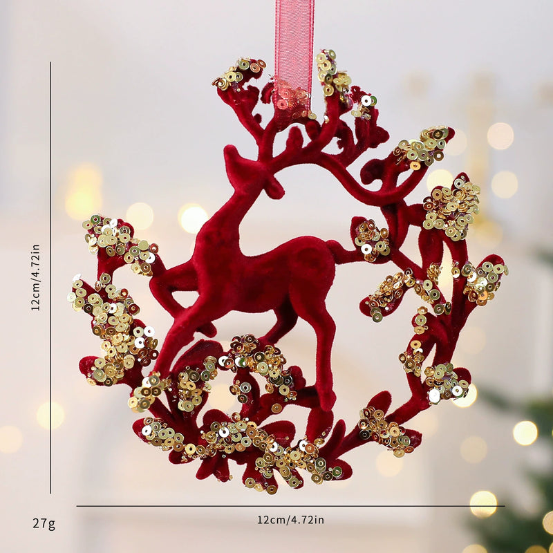 Red Velvet Snowflake Christmas Ornament, Festive Holiday Decor for Tree, Window, or Party