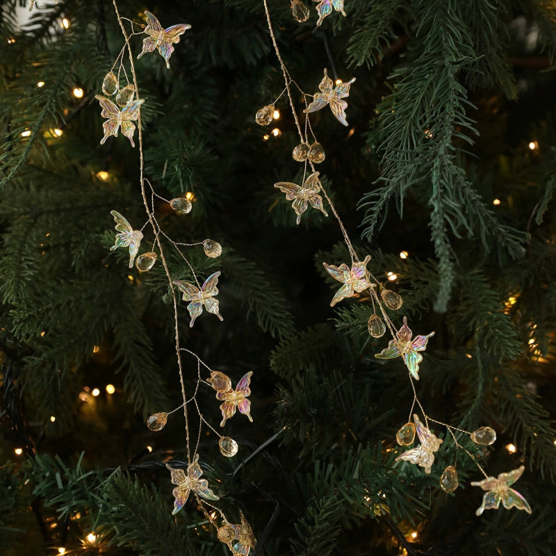 Christmas Crystal Garland Decor, Transparent Beaded Hanging Ornaments for Trees, Wreaths & Vines, 4 Styles, Bulk Wholesale Options