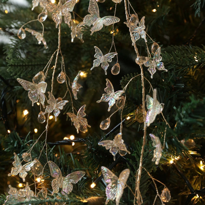 Christmas Crystal Garland Decor, Transparent Beaded Hanging Ornaments for Trees, Wreaths & Vines, 4 Styles, Bulk Wholesale Options